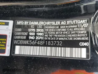 2008 Mercedes-Benz SLK-Class 3.5L with VIN WDBWK56F48F183732, listed as a Copart auction lot 83390914 with 3,869 mi miles and Clean Title. Bid and sale history available at carsss.com. Image 13.