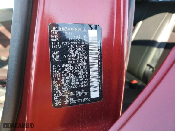 2012 Nissan Juke SV with VIN JN8AF5MV3CT106343, listed as a Copart auction lot 50307035 with 99,024 mi miles and Salvage Title. Bid and sale history available at carsss.com. Image 13.