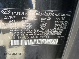 2020 Hyundai Santa Fe SEL with VIN 5NMS3CADXLH291954, listed as a Copart auction lot 49865405 with 39,773 mi miles and Salvage Title. Bid and sale history available at carsss.com. Image 13.