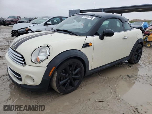 2014 MINI Cooper Coupe with VIN WMWSX1C53ET507947, listed as a Copart auction lot 42087585 with 113,068 mi miles and Salvage Title. Bid and sale history available at carsss.com. Image 1.