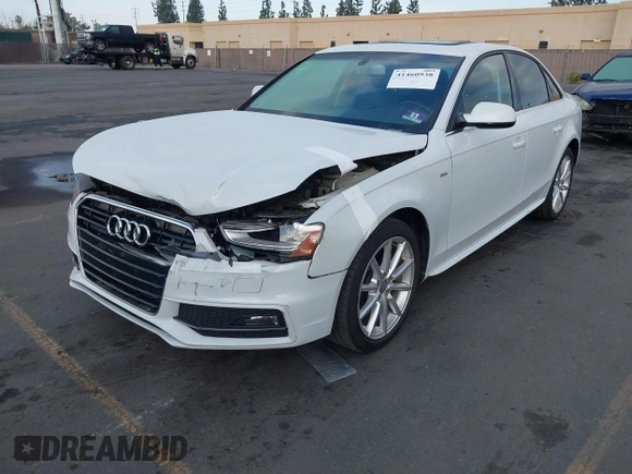 2016 Audi A4 Premium with VIN WAUAFAFL9GN000714, listed as a IAAI auction lot 41460938 with 119,897 mi miles. Bid and sale history available at carsss.com. Image 2.