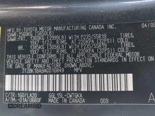 2010 Lexus RX 350 with VIN 2T2BK1BA9AC010849, listed as a IAAI auction lot 41130507 with 312,313 mi miles. Bid and sale history available at carsss.com. Image 9.
