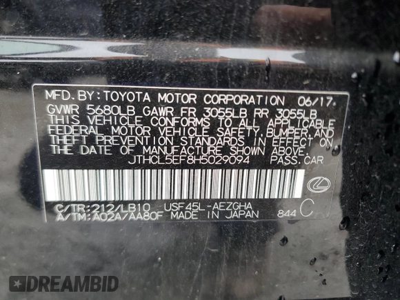 2017 Lexus LS 460 z VIN JTHCL5EF8H5029094, wystawiony jako Copart lot #81793294 z przebiegiem 37 205 mil mil oraz Szkoda całkowita • Salvage title. Historia ofert i sprzedaży dostępna na DreamBid. Obrazek 12.