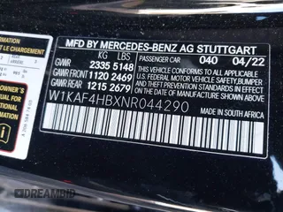 2022 Mercedes-Benz C 300 with VIN W1KAF4HBXNR044290, listed as a IAAI auction lot 41395266 with 14,134 mi miles and . Bid and sale history available at DreamBid. Image 9.