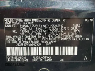 2010 Toyota RAV4 with VIN 2T3ZF4DV1AW042550, listed as a Copart auction lot 59531235 with 206,106 mi miles and Salvage title. Bid and sale history available at DreamBid. Image 13.
