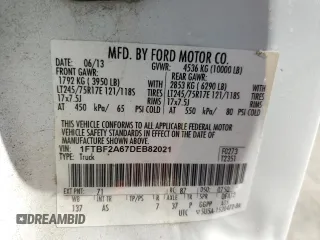2013 Ford F-250 XL with VIN 1FTBF2A67DEB82021, listed as a Copart auction lot 88112675 with 94,405 mi miles and Salvage Title. Bid and sale history available at DreamBid. Image 12.