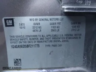 2011 Buick LaCrosse CX with VIN 1G4GA5ED5BF211775, listed as a IAAI auction lot 41601606 with 164,429 mi miles. Bid and sale history available at carsss.com. Image 9.