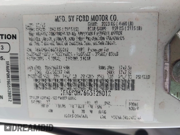2016 Ford Fusion SE with VIN 1FA6P0H76G5128012, listed as a IAAI auction lot 42787666 with 151,844 mi miles and . Bid and sale history available at DreamBid. Image 9.