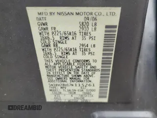 2007 Nissan Quest S with VIN 5N1BV28U17N115261, listed as a Copart auction lot 64215094 with 181,769 mi miles and Salvage Title. Bid and sale history available at carsss.com. Image 13.