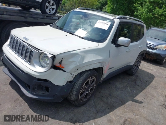 2016 Jeep Renegade Limited with VIN ZACCJADT7GPC85093, listed as a IAAI auction lot 42075841 with 108,882 mi miles and . Bid and sale history available at DreamBid. Image 18.