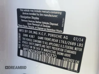 2015 Porsche 911 Turbo S with VIN WP0AD2A9XFS160370, listed as a Copart auction lot 77165054 with 19,235 mi miles and Salvage Title. Bid and sale history available at DreamBid. Image 14.
