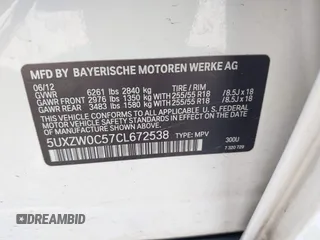2012 BMW X5 35d z VIN 5UXZW0C57CL672538, wystawiony jako IAAI lot #41967268 z przebiegiem 141 996 mil mil oraz . Historia ofert i sprzedaży dostępna na DreamBid. Obrazek 9.