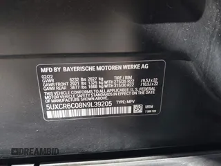 2022 BMW X5 xDrive40i with VIN 5UXCR6C08N9L39205, listed as a IAAI auction lot 42292571 with 98,275 mi miles and . Bid and sale history available at DreamBid. Image 9.