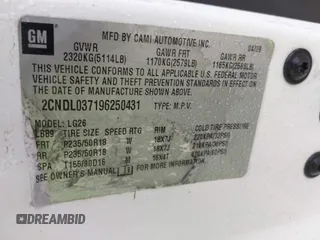 2009 Chevrolet Equinox Sport with VIN 2CNDL037196250431, listed as a IAAI auction lot 41486308 with 199,069 mi miles. Bid and sale history available at carsss.com. Image 9.
