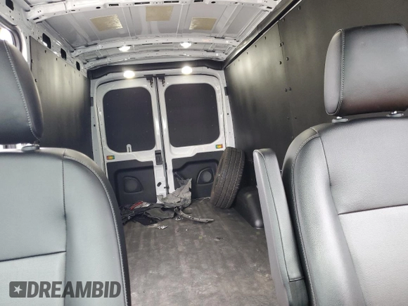 2023 Ford Transit Cargo with VIN 1FTBR1C85PKC00960, listed as a Copart auction lot 46147865 with 37,492 mi miles and Salvage Title. Bid and sale history available at carsss.com. Image 10.