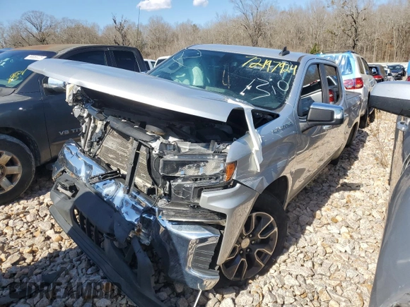 2021 Chevrolet Silverado 1500 LT with VIN 3GCUYDET2MG212792, listed as a Copart auction lot 72197924 with 80,770 mi miles and Salvage Title. Bid and sale history available at carsss.com. Image 1.