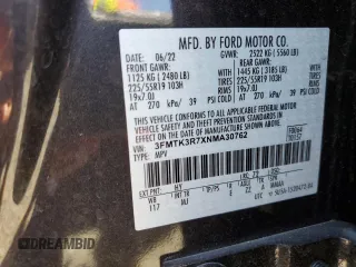 2022 Ford Mustang Mach-E Premium with VIN 3FMTK3R7XNMA30762, listed as a Copart auction lot 55403755 with Not provided miles and Salvage title. Bid and sale history available at DreamBid. Image 14.