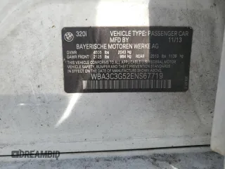 2014 BMW 3 Series 320i xDrive with VIN WBA3C3G52ENS67719, listed as a Copart auction lot 56863505 with 90,490 mi miles and Salvage title. Bid and sale history available at DreamBid. Image 12.