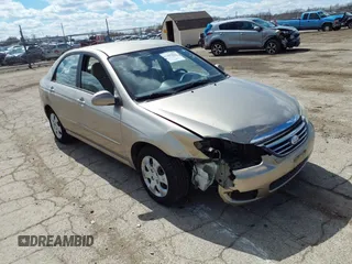 2008 Kia Spectra SX with VIN KNAFE121985552051, listed as a IAAI auction lot 41887222 with 45,308 mi miles. Bid and sale history available at carsss.com. Image 1.