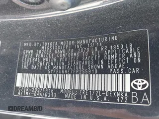 2015 Toyota Corolla L with VIN 5YFBURHE7FP255910, listed as a IAAI auction lot 42132289 with 97,635 mi miles and . Bid and sale history available at DreamBid. Image 9.