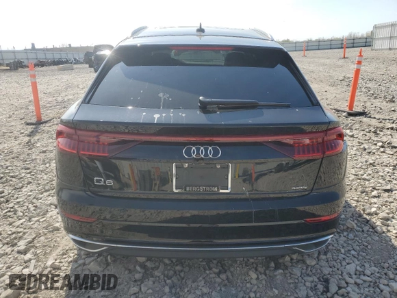 2023 Audi Q8 Premium Plus with VIN WA1BVBF1XPD032408, listed as a Copart auction lot 55977695 with 19,596 mi miles and Salvage title. Bid and sale history available at DreamBid. Image 6.