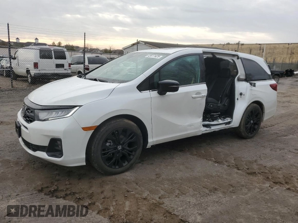 2025 Honda Odyssey Sport-L with VIN 5FNRL6H76SB001743, listed as a Copart auction lot 43417425 with 4,461 mi miles and Salvage Title. Bid and sale history available at carsss.com. Image 1.