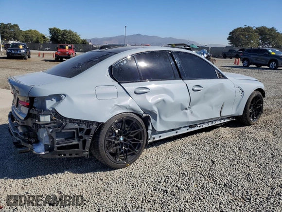 2024 BMW M3 Competition with VIN WBS33AY0XRFT58675, listed as a Copart auction lot 81841404 with 2,144 mi miles and Salvage title. Bid and sale history available at DreamBid. Image 3.