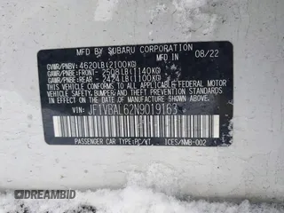 2022 Subaru WRX Limited с VIN JF1VBAL62N9019163, выставлен на аукционе IAAI как лот 41171464 с пробегом 13 070 миль миль и . История ставок и продаж доступна на DreamBid. Изображение 9.