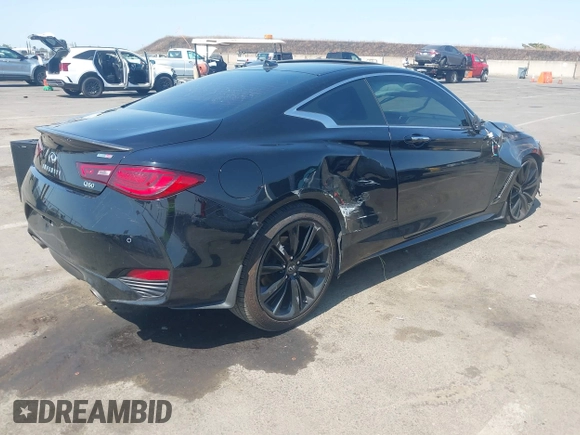 2020 Infiniti Q60 Luxe with VIN JN1EV7EK5LM340657, listed as a IAAI auction lot 42420359 with 32,554 mi miles and . Bid and sale history available at DreamBid. Image 4.