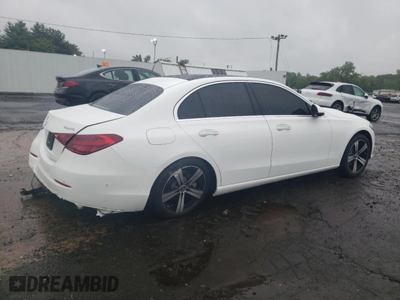 2025 Mercedes-Benz C 300 with VIN W1KAF4HB4SR240981, listed as a Copart auction lot 57949665 with 1,179 mi miles and Salvage title. Bid and sale history available at DreamBid. Image 3.