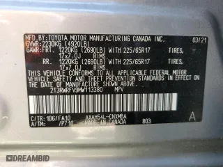 2021 Toyota RAV4 Hybrid XLE with VIN 2T3RWRFV9MW113380, listed as a Copart auction lot 52876735 with 40,176 mi miles and Salvage Title. Bid and sale history available at carsss.com. Image 13.