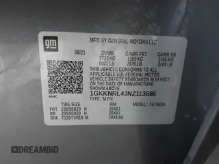 2022 GMC Acadia SLE z VIN 1GKKNRL43NZ113686, wystawiony jako IAAI lot #41397947 z przebiegiem Nie podano mil oraz . Historia ofert i sprzedaży dostępna na DreamBid. Obrazek 9.