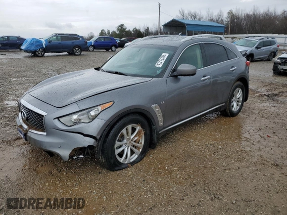 2017 Infiniti QX70 with VIN JN8CS1MW7HM410458, listed as a Copart auction lot 43272385 with 106,311 mi miles and Salvage title. Bid and sale history available at DreamBid. Image 1.
