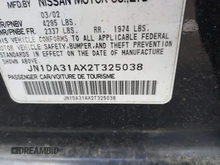 2002 Nissan Maxima GLE z VIN JN1DA31AX2T325038, wystawiony jako IAAI lot #42250279 z przebiegiem 169 555 mil mil oraz . Historia ofert i sprzedaży dostępna na DreamBid. Obrazek 9.