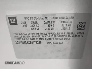 2014 Cadillac XTS Luxury with VIN 2G61M5S3XE9178236, listed as a IAAI auction lot 41786581 with 39,844 mi miles. Bid and sale history available at carsss.com. Image 9.