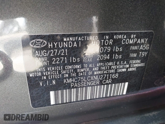 2022 Hyundai Ioniq SE z VIN KMHC75LCXNU271168, wystawiony jako IAAI lot #41073220 z przebiegiem 31 890 mil mil oraz . Historia ofert i sprzedaży dostępna na DreamBid. Obrazek 9.