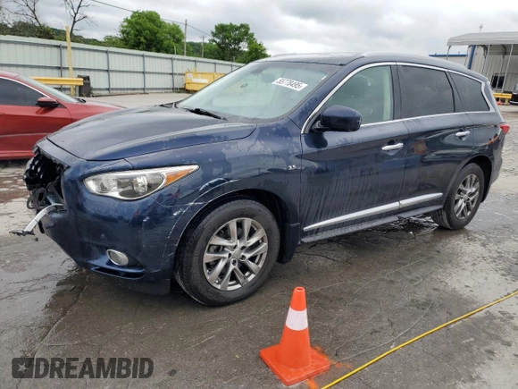 2015 Infiniti QX60 with VIN 5N1AL0MN5FC517654, listed as a Copart auction lot 55778495 with 134,922 mi miles and Salvage Title. Bid and sale history available at DreamBid. Image 1.