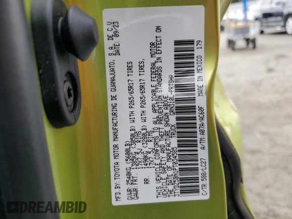 2023 Toyota Tacoma SR5 z VIN 3TYDZ5BN1PT034585, wystawiony jako Copart lot #52452905 z przebiegiem 6 839 mil mil oraz Szkoda całkowita • Salvage title. Historia ofert i sprzedaży dostępna na DreamBid. Obrazek 13.