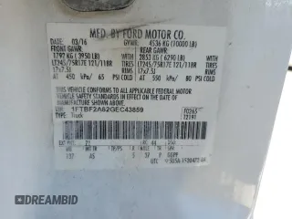 2016 Ford F-250 XL with VIN 1FTBF2A62GEC43859, listed as a Copart auction lot 75100794 with 91,371 mi miles and Salvage title. Bid and sale history available at DreamBid. Image 13.