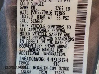 2006 Nissan Frontier Nismo z VIN 1N6AD06W06C449364, wystawiony jako Copart lot #66186774 z przebiegiem 320 070 mil mil oraz Szkoda całkowita • Salvage title. Historia ofert i sprzedaży dostępna na DreamBid. Obrazek 12.