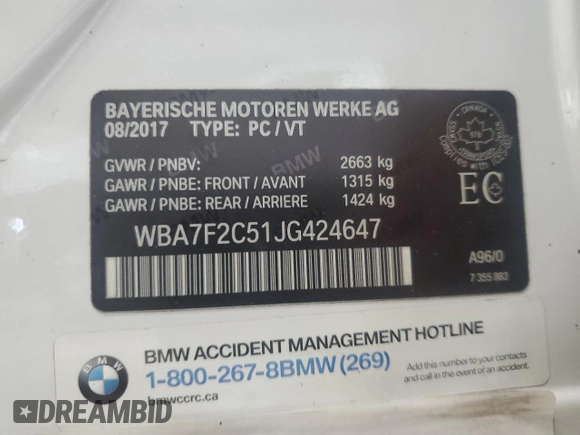 2018 BMW 7 Series ALPINA B7 xDrive z VIN WBA7F2C51JG424647, wystawiony jako Copart lot #58987985 z przebiegiem Nie podano mil oraz Czysty tytuł • Clean title. Historia ofert i sprzedaży dostępna na DreamBid. Obrazek 12.