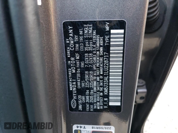 2020 Hyundai Tucson Ultimate z VIN KM8J33AL1LU228717, wystawiony jako Copart lot #47525023 z przebiegiem 44 632 mil mil oraz . Historia ofert i sprzedaży dostępna na DreamBid. Obrazek 13.