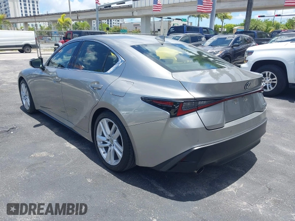 2021 Lexus IS 300 with VIN JTHCA1D23M5114416, listed as a IAAI auction lot 42582506 with 42,287 mi miles and . Bid and sale history available at DreamBid. Image 3.