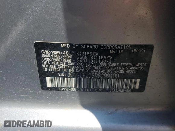 2024 Subaru Impreza RS with VIN JF1GUHJC8R8299400, listed as a Copart auction lot 62544444 with 10,417 mi miles and Salvage Title. Bid and sale history available at carsss.com. Image 13.