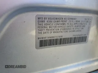 2011 Volkswagen CC Lux Plus with VIN WVWHP7AN8BE731508, listed as a Copart auction lot 76308994 with 119,481 mi miles and Salvage Title. Bid and sale history available at carsss.com. Image 14.