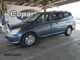 2005 Honda Odyssey EX z VIN 5FNRL38495B116443, wystawiony jako Copart lot #59339995 z przebiegiem 176 217 mil mil oraz Czysty tytuł • Clean title. Historia ofert i sprzedaży dostępna na DreamBid. Obrazek 1.