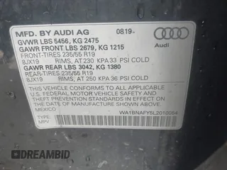 2020 Audi Q5 Premium Plus with VIN WA1BNAFY5L2010054, listed as a IAAI auction lot 41738526 with 83,152 mi miles. Bid and sale history available at carsss.com. Image 9.