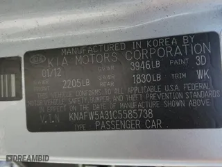 2012 Kia Forte 5-Door SX with VIN KNAFW5A31C5585738, listed as a Copart auction lot 60973804 with 107,233 mi miles and Salvage Title. Bid and sale history available at carsss.com. Image 12.