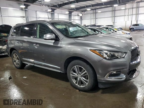 2019 Infiniti QX60 Luxe with VIN 5N1DL0MM7KC567163, listed as a Copart auction lot 49100445 with 89,030 mi miles and Salvage title. Bid and sale history available at DreamBid. Image 4.