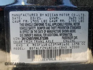 2021 Nissan Versa SV with VIN 3N1CN8EV9ML873386, listed as a Copart auction lot 53281305 with 61,140 mi miles and Salvage Title. Bid and sale history available at DreamBid. Image 12.